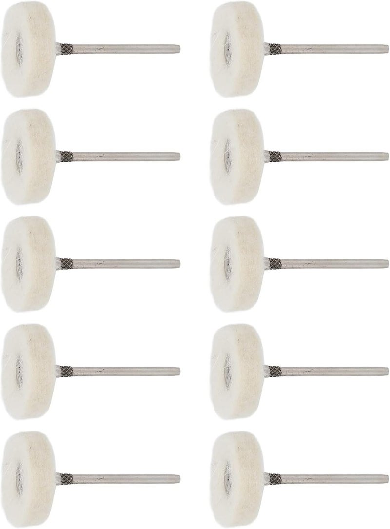 woobles Polishing Wheel, 10pcs Dental Polishing Buffing Head, Felt Wool Head Stainless Steel Mandrel Wheel Grinding Head, Suitable for Pneumatic and Electric Rotary Grinders - Image 5